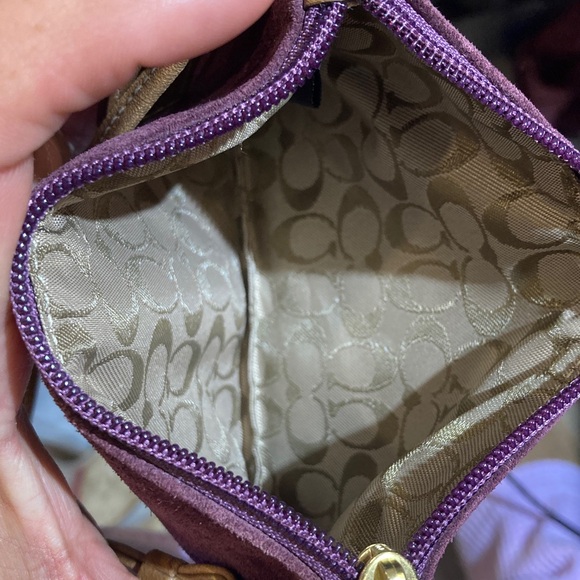 Coach Y2K Purple Suede Laced Wristlet With Brass Grommets - Picture 10 of 10